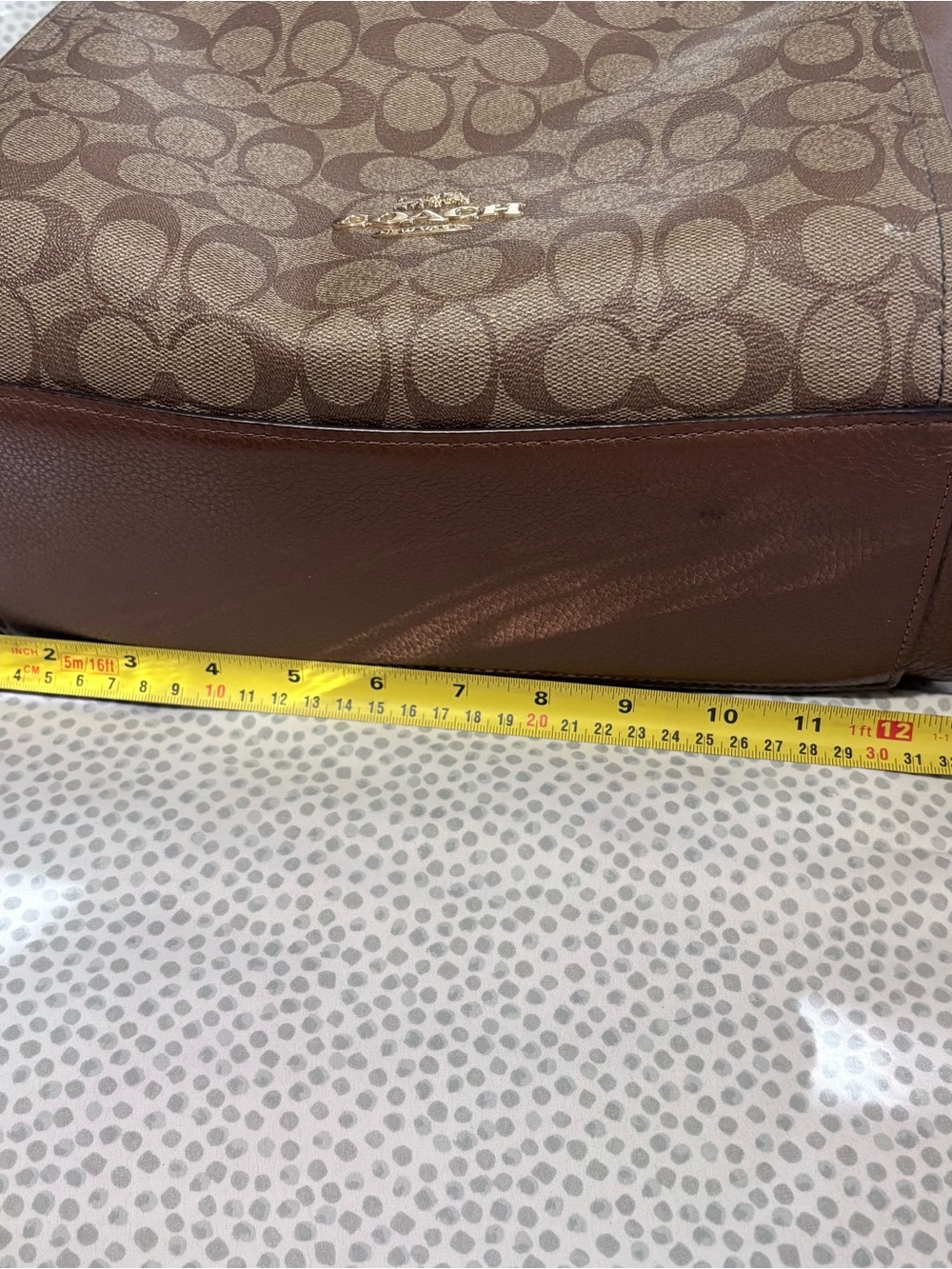 Coach Brown & Gold Signature Canvas Tote with Leather Trim - Picture 6 of 15